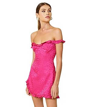 line and dot Penelope Mini Dress Fuchsia SM at Amazon